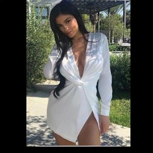 Fashion nova white silk dress